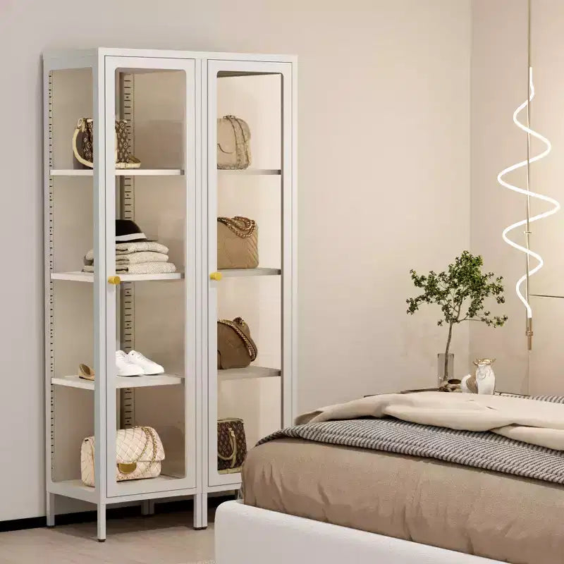 Bekrvio 63H Vitrine en Verre à 3 Côtés avec Étagères Réglables, Meuble de Rangement à 4 Niveaux pour Objets de Collection, Idéal pour les Petits Espaces