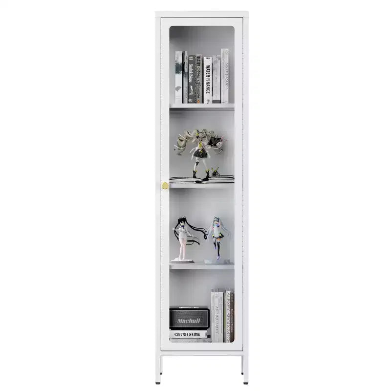 Bekrvio 63H Vitrine en Verre à 3 Côtés avec Étagères Réglables, Meuble de Rangement à 4 Niveaux pour Objets de Collection, Idéal pour les Petits Espaces