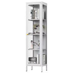 Bekrvio 63H Vitrine en Verre à 3 Côtés avec Étagères Réglables, Meuble de Rangement à 4 Niveaux pour Objets de Collection, Idéal pour les Petits Espaces