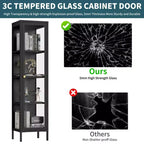 Bekrvio 63H Vitrine en Verre à 3 Côtés avec Étagères Réglables, Meuble de Rangement à 4 Niveaux pour Objets de Collection, Idéal pour les Petits Espaces
