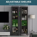 Bekrvio 63H Vitrine en Verre à 3 Côtés avec Étagères Réglables, Meuble de Rangement à 4 Niveaux pour Objets de Collection, Idéal pour les Petits Espaces