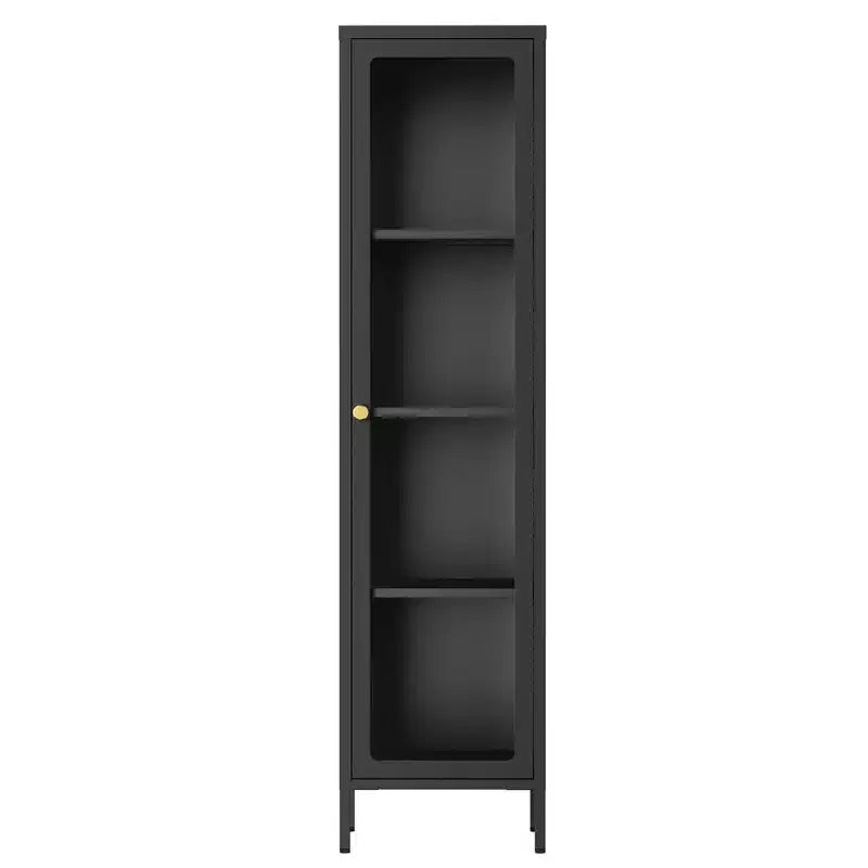 Bekrvio 63H Vitrine en Verre à 3 Côtés avec Étagères Réglables, Meuble de Rangement à 4 Niveaux pour Objets de Collection, Idéal pour les Petits Espaces