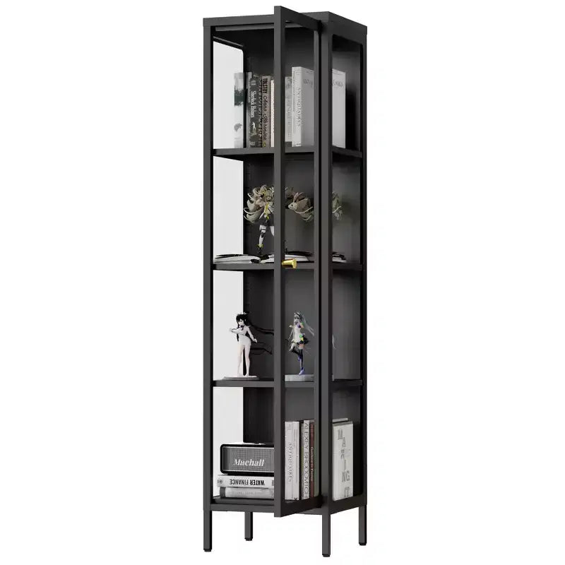 Bekrvio 63H Vitrine en Verre à 3 Côtés avec Étagères Réglables, Meuble de Rangement à 4 Niveaux pour Objets de Collection, Idéal pour les Petits Espaces