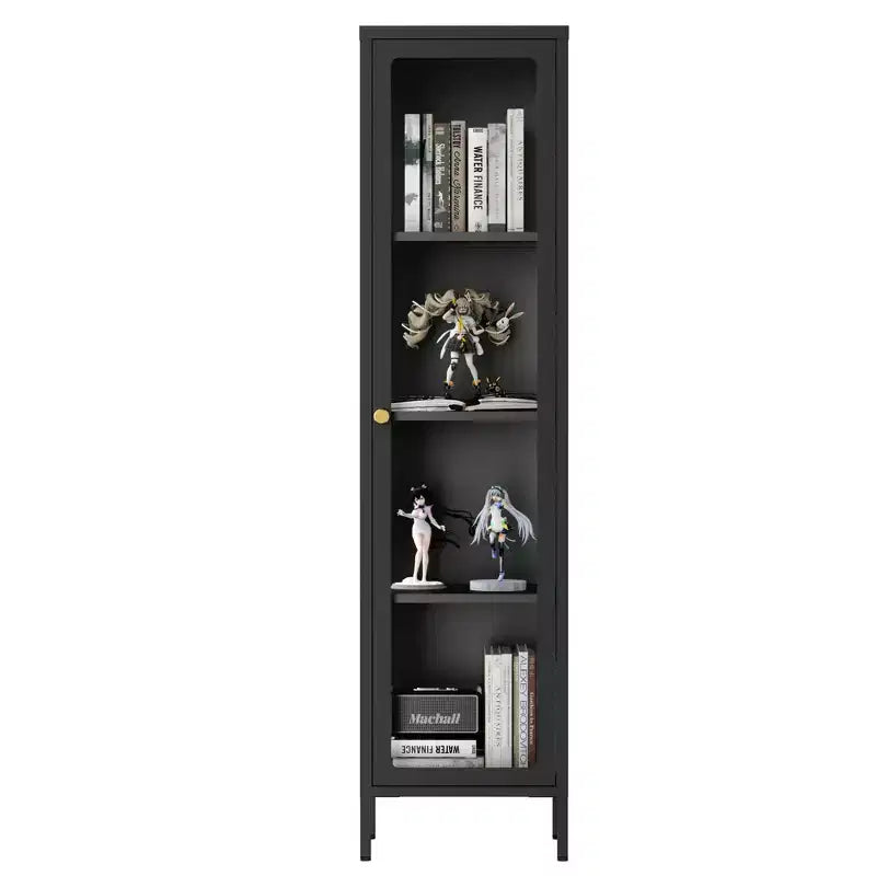 Bekrvio 63H Vitrine en Verre à 3 Côtés avec Étagères Réglables, Meuble de Rangement à 4 Niveaux pour Objets de Collection, Idéal pour les Petits Espaces