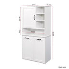 Meuble à linge autoportant CLIHOME avec portes et étagère, panier à linge inclinable, plusieurs espaces de rangement, blanc