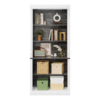 Étagère, Bibliothèque à 5 Niveaux de 180 cm avec Rangement Ouvert et 4 Lumières LED - Étagères Colonnes Romaines pour Bureau à Domicile Blanc