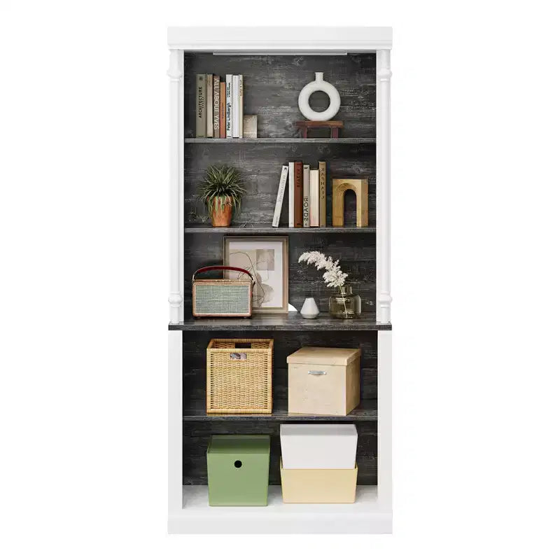 Étagère, Bibliothèque à 5 Niveaux de 180 cm avec Rangement Ouvert et 4 Lumières LED - Étagères Colonnes Romaines pour Bureau à Domicile Blanc