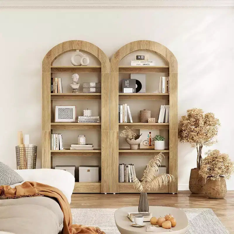 Étagère Lantine 5 niveaux en forme d'arche, bibliothèque haute en bois au design moderne pour bureau, salon