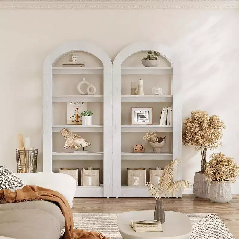 Étagère Lantine 5 niveaux en forme d'arche, bibliothèque haute en bois au design moderne pour bureau, salon
