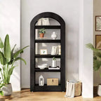Étagère Lantine 5 niveaux en forme d'arche, bibliothèque haute en bois au design moderne pour bureau, salon