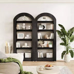Étagère Lantine 5 niveaux en forme d'arche, bibliothèque haute en bois au design moderne pour bureau, salon