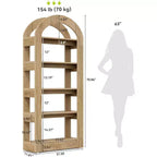 Étagère Lantine 5 niveaux en forme d'arche, bibliothèque haute en bois au design moderne pour bureau, salon