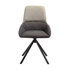 Armen Living, Chaise de salle à manger pivotante rembourrée en tissu gris avec pieds en métal noir - Lot de 2