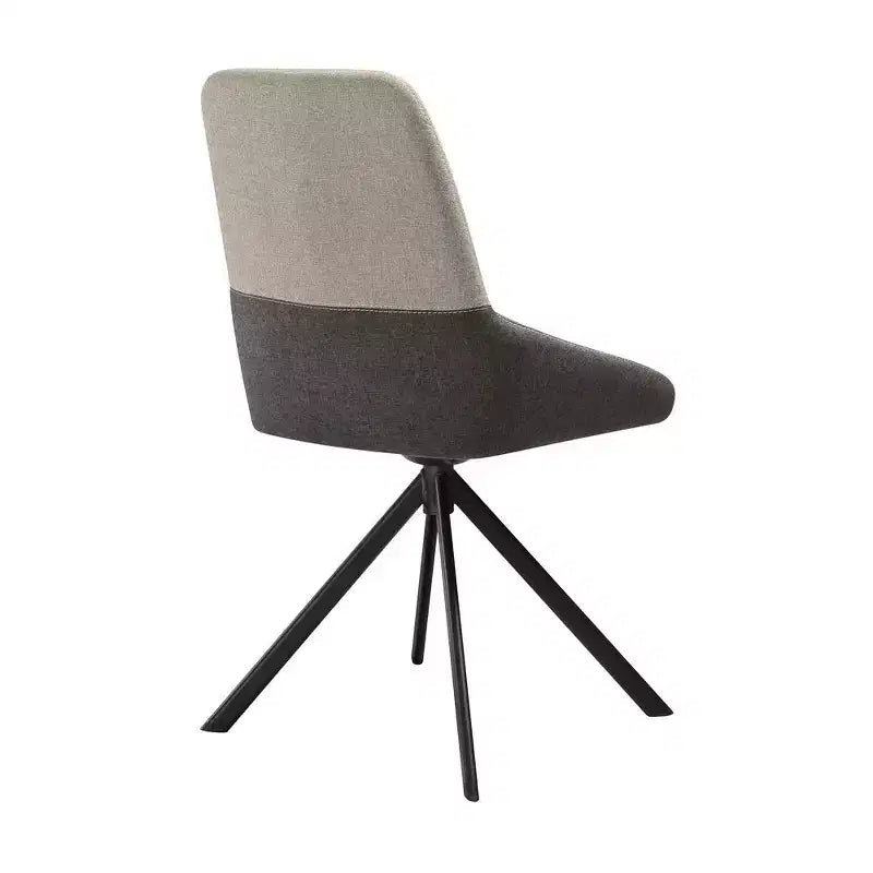 Armen Living, Chaise de salle à manger pivotante rembourrée en tissu gris avec pieds en métal noir - Lot de 2