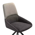 Armen Living, Chaise de salle à manger pivotante rembourrée en tissu gris avec pieds en métal noir - Lot de 2