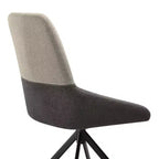 Armen Living, Chaise de salle à manger pivotante rembourrée en tissu gris avec pieds en métal noir - Lot de 2