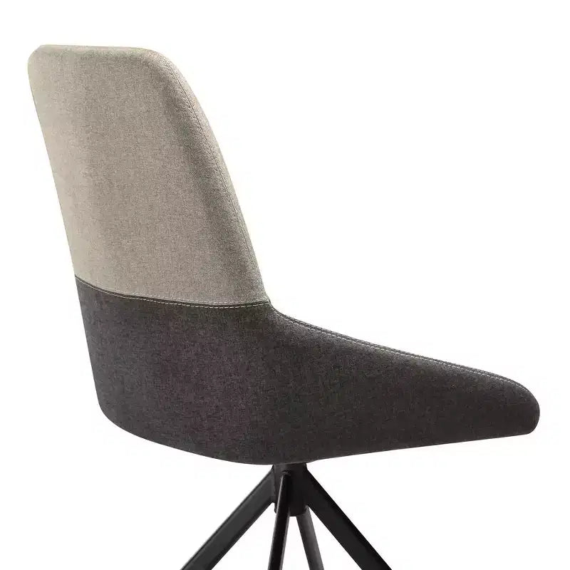 Armen Living, Chaise de salle à manger pivotante rembourrée en tissu gris avec pieds en métal noir - Lot de 2