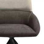 Armen Living, Chaise de salle à manger pivotante rembourrée en tissu gris avec pieds en métal noir - Lot de 2