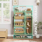Meuble à chaussures Garvee avec 3 tiroirs basculants, meuble de rangement pour chaussures en rotin à 4 niveaux, organiseur de chaussures sur pied avec étagères réglables pour entrée