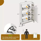 Meuble à chaussures Garvee avec 3 tiroirs basculants, meuble de rangement pour chaussures en rotin à 4 niveaux, organiseur de chaussures sur pied avec étagères réglables pour entrée