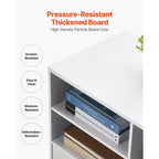 VEVOR Meuble Classeur à 2 Tiroirs en Bois, Meuble de Rangement Mobile avec Étagères Ouvertes, Classeur Latéral Roulant Verrouillable avec Étagères Réglables, Blanc
