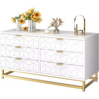 Commode à 6 tiroirs avec grand espace de rangement, commodes en bois avec pieds en métal, organisateur de commode moderne pour chambre à coucher, salon