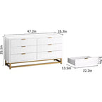 Commode à 6 tiroirs avec grand espace de rangement, commodes en bois avec pieds en métal, organisateur de commode moderne pour chambre à coucher, salon