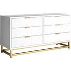 Commode à 6 tiroirs avec grand espace de rangement, commodes en bois avec pieds en métal, organisateur de commode moderne pour chambre à coucher, salon