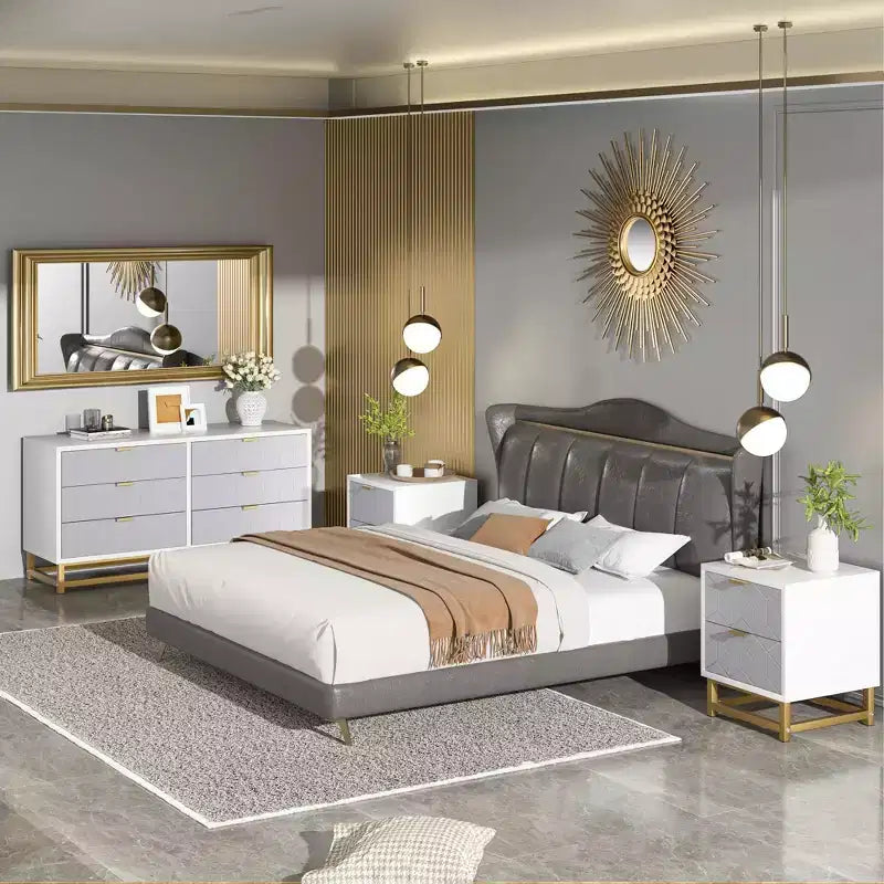 Commode à 6 tiroirs avec grand espace de rangement, commodes en bois avec pieds en métal, organisateur de commode moderne pour chambre à coucher, salon