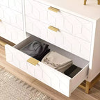 Commode à 6 tiroirs avec grand espace de rangement, commodes en bois avec pieds en métal, organisateur de commode moderne pour chambre à coucher, salon