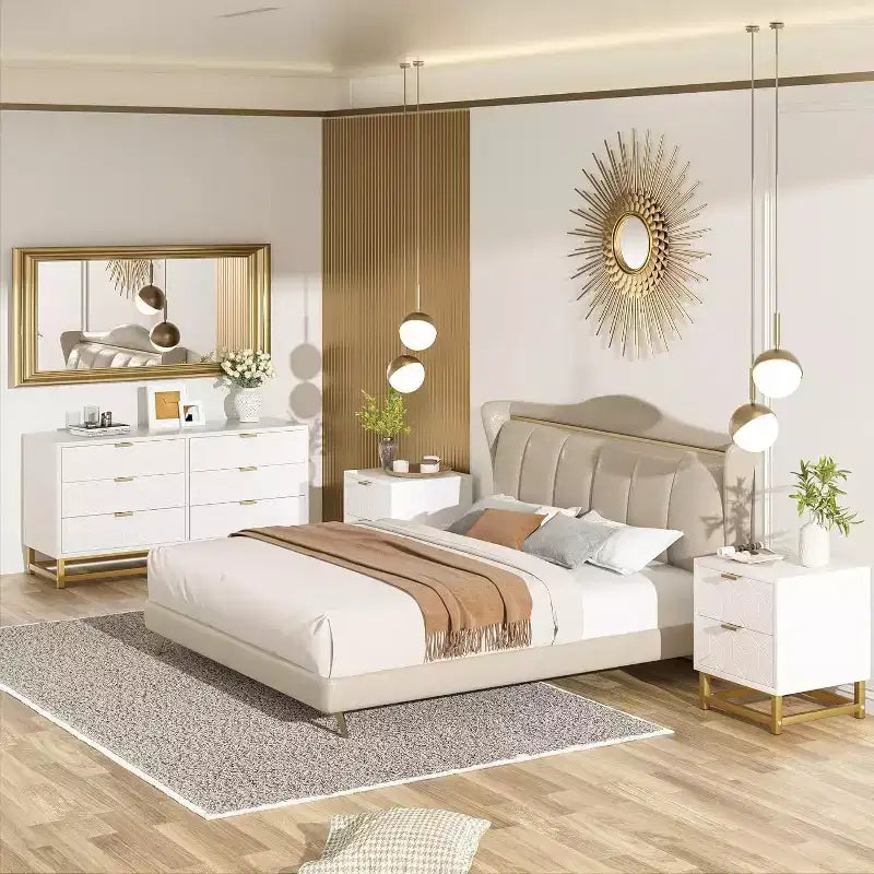 Commode à 6 tiroirs avec grand espace de rangement, commodes en bois avec pieds en métal, organisateur de commode moderne pour chambre à coucher, salon