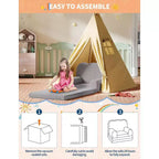 Canapé-lit pliable 2 en 1 confortable pour tout-petits, fauteuil convertible en mousse, cadeau pour filles et garçons