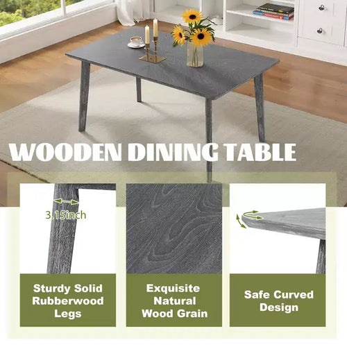 Ensemble de salle à manger en bois 6 pièces, table rectangulaire avec 4 chaises rembourrées et banc