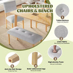 Ensemble de salle à manger en bois 6 pièces, table rectangulaire avec 4 chaises rembourrées et banc