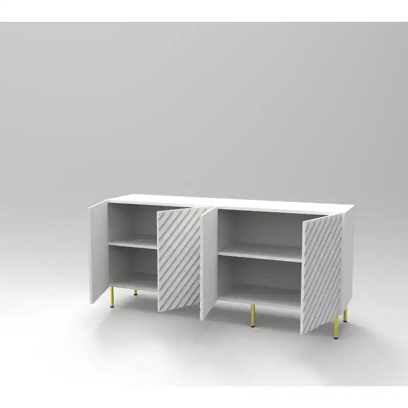 TROPOW 63 Buffet, Meuble d'Appoint avec 4 Étagères, Rangement, Résistant pour Entrée, Salle à Manger, Salon Blanc