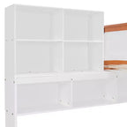 Lit superposé double sur toute la longueur Merax multifonctionnel avec armoire intégrée, étagères de rangement, 2 tiroirs et éclairage LED
