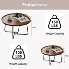 GustoWave Lot de 2 petites tables basses gigognes, table basse ronde en bois pour salon, chambre à coucher, noyer