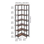 Étagère d'angle 7 niveaux VEVOR, Bibliothèque d'angle haute de 200 cm avec cadre métallique robuste et étagères en bois, Noir