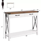 Console en bois de 78,7 cm, table d'entrée avec tiroirs et étagère de rangement ouverte, table de foyer à 2 niveaux, table étroite pour canapé, couloir, salon
