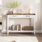 Console en bois de 78,7 cm, table d'entrée avec tiroirs et étagère de rangement ouverte, table de foyer à 2 niveaux, table étroite pour canapé, couloir, salon