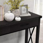 Console en bois de 78,7 cm, table d'entrée avec tiroirs et étagère de rangement ouverte, table de foyer à 2 niveaux, table étroite pour canapé, couloir, salon