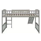 Lit mezzanine jumeau avec toboggan et échelle, cadre de lit mezzanine bas en bois pour filles et garçons