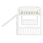 Lit mezzanine jumeau avec toboggan et échelle, cadre de lit mezzanine bas en bois pour filles et garçons