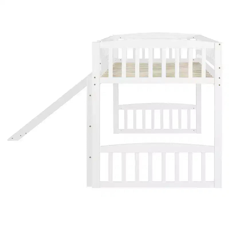 Lit mezzanine jumeau avec toboggan et échelle, cadre de lit mezzanine bas en bois pour filles et garçons