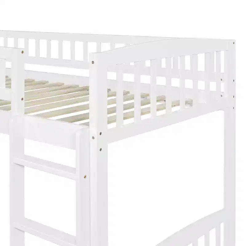 Lit mezzanine jumeau avec toboggan et échelle, cadre de lit mezzanine bas en bois pour filles et garçons