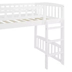 Lit mezzanine jumeau avec toboggan et échelle, cadre de lit mezzanine bas en bois pour filles et garçons