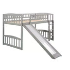 Lit mezzanine jumeau avec toboggan et échelle, cadre de lit mezzanine bas en bois pour filles et garçons