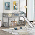 Lit mezzanine jumeau avec toboggan et échelle, cadre de lit mezzanine bas en bois pour filles et garçons