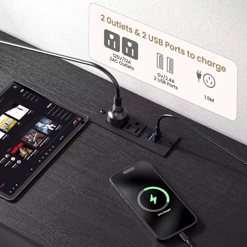 Meuble TV commode de 63 pouces avec 12 tiroirs, commode en tissu avec station de charge et lumières LED, étagères ouvertes pour TV de 65-75 pouces, meuble de divertissement moderne