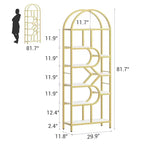 Coolmee Bibliothèque ouverte arquée à 6 niveaux, étagère géométrique en métal de 207,5 cm de hauteur, grande étagère de rangement pour chambre, salon, bureau